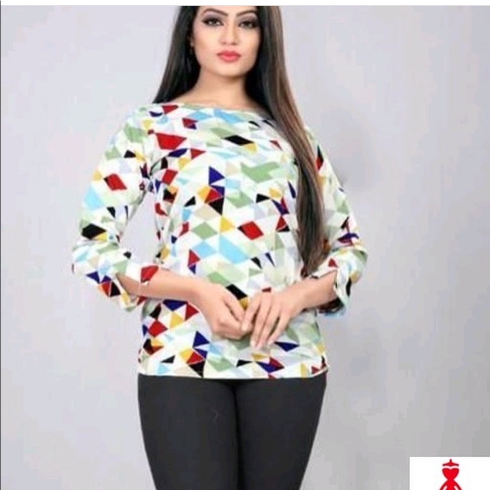 Stylish Polyester Crepe Printed Women's Top